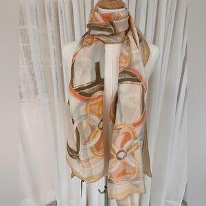 Scarf chiffon like fabric NWT peach/coral/beige colour size 35“ x 70“